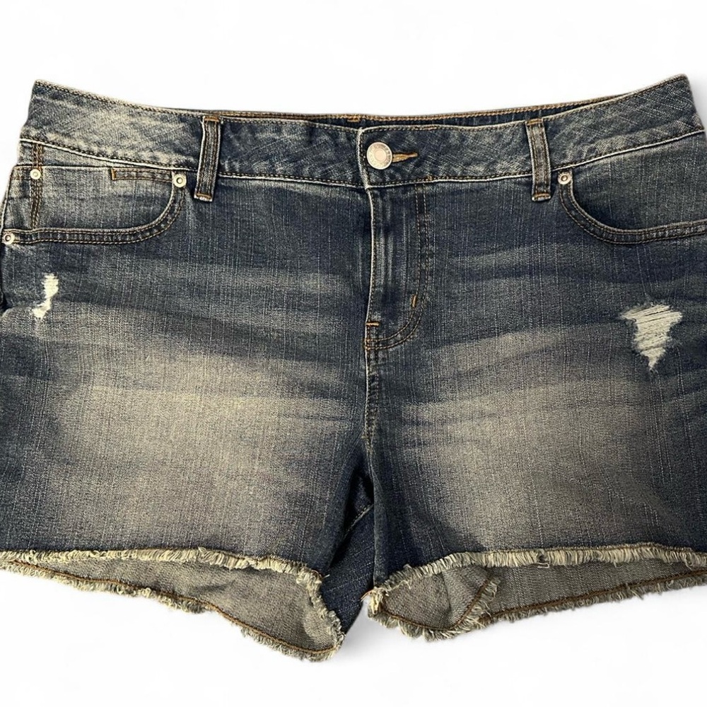 Maurices Blue Jean Shorts Distressed Frayed Hem